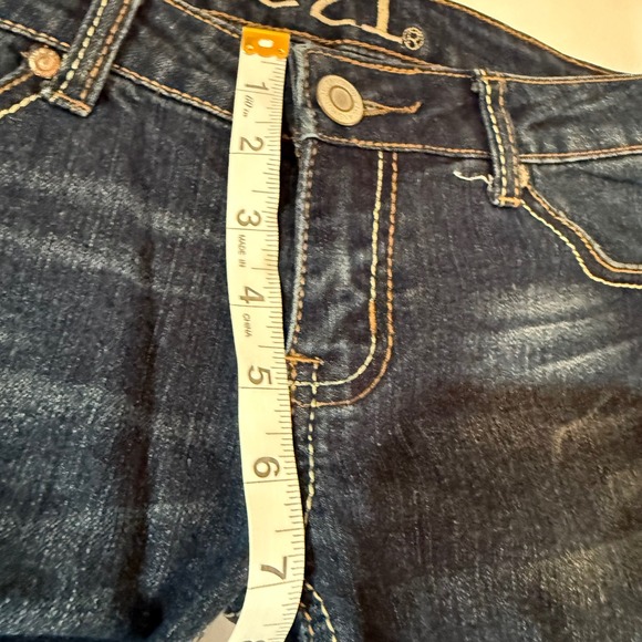 Rue21 Women's Dark Wash Flare Jeans Low Rise Y2K Style Size 32x34 Stretch Denim - Picture 3 of 7